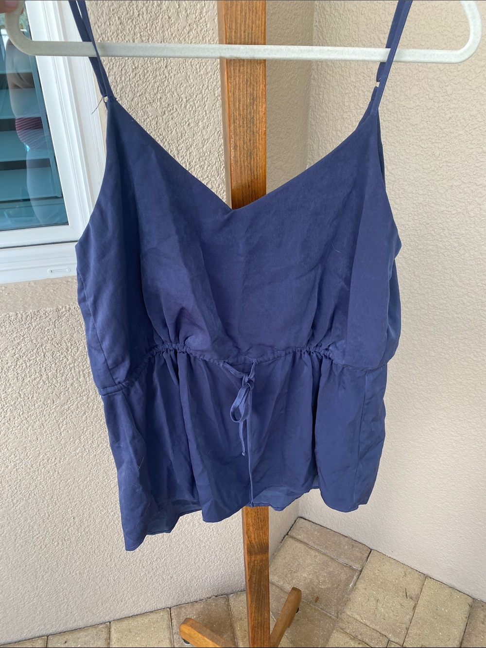 Lumiere Navy Drawstring Cami Tank - Adjustable Straps